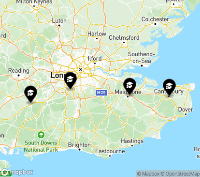 Closest campuses from University for the Creative Arts (UCA)