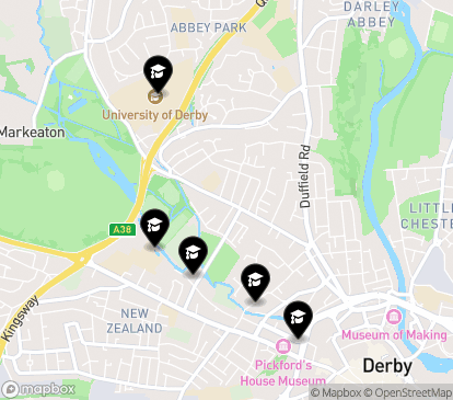 Closest campuses from University of Derby