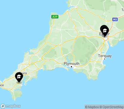 Closest campuses from University of Exeter