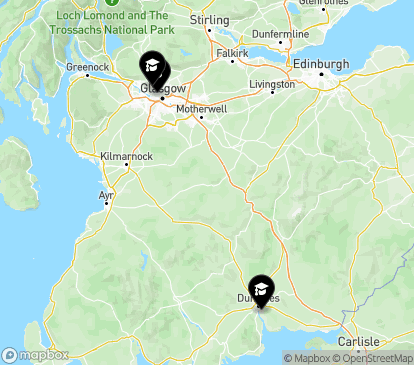 Closest campuses from University of Glasgow