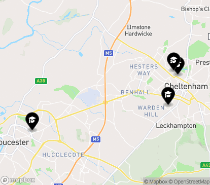 Closest campuses from University of Gloucestershire