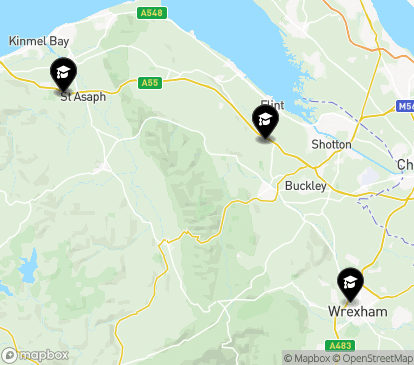 Closest campuses from Wrexham University