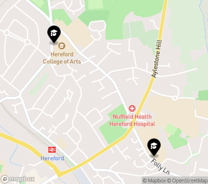 Closest campuses from Hereford College of Arts