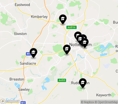 Closest campuses from Nottingham College
