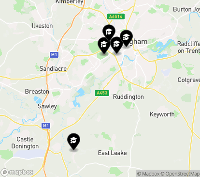 Closest campuses from University of Nottingham