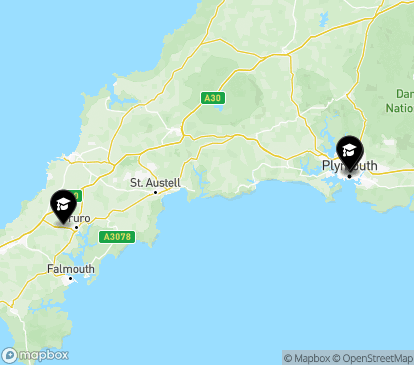 Closest campuses from University of Plymouth