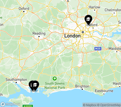 Closest campuses from University of Portsmouth