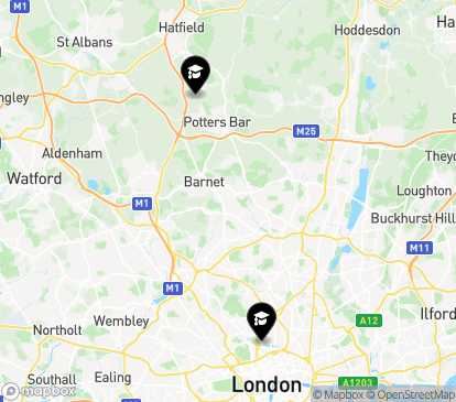 Closest campuses from Royal Veterinary College