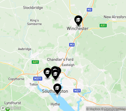 Closest campuses from University of Southampton