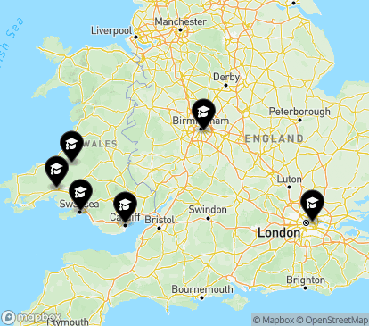 Closest campuses from University of Wales Trinity Saint David (UWTSD)
