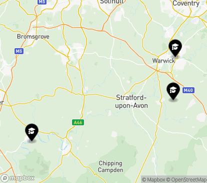 Closest campuses from Warwickshire College and University Centre