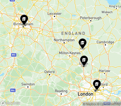 Closest campuses from University of Bedfordshire