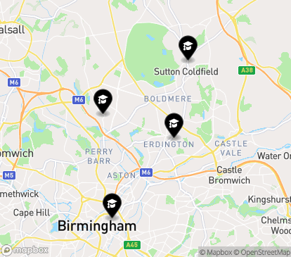 Closest campuses from BMet (Birmingham Metropolitan College)