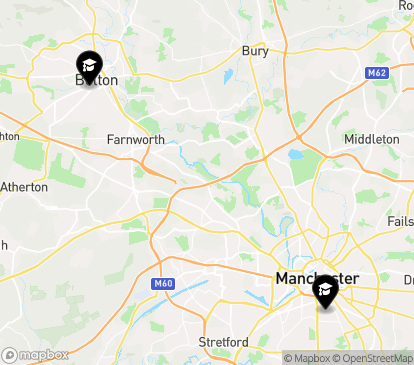 Closest campuses from University of Greater Manchester
