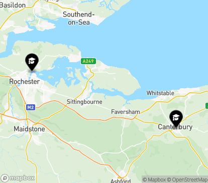 Closest campuses from Canterbury Christ Church University