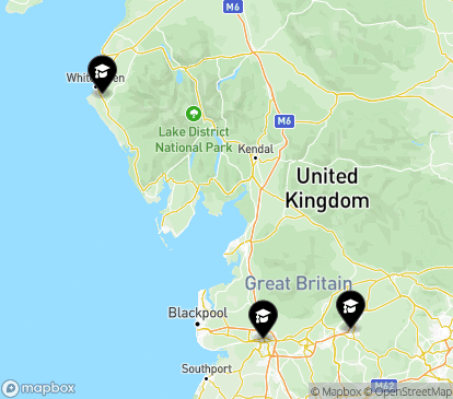 Closest campuses from University of Lancashire