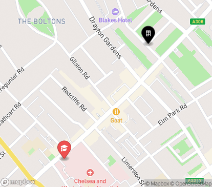 Closest campuses from Evelyn Gardens - Holbein Hall