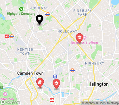Closest campuses from iQ Tufnell House