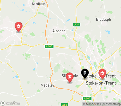 Closest campuses from Keele House