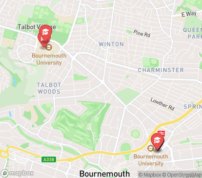 Closest campuses from Kaplan Living Bournemouth