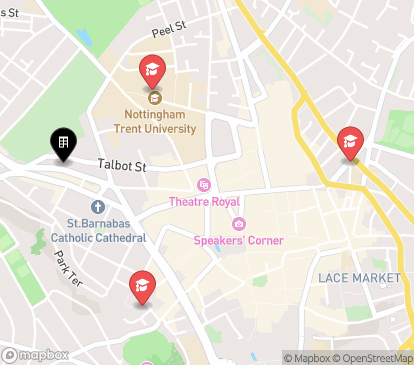 Closest campuses from Study Inn Nottingham - Talbot Street