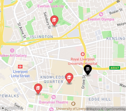 Closest campuses from Kaplan Living Liverpool