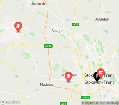 Closest campuses from Stoke Student Village - Poulson House