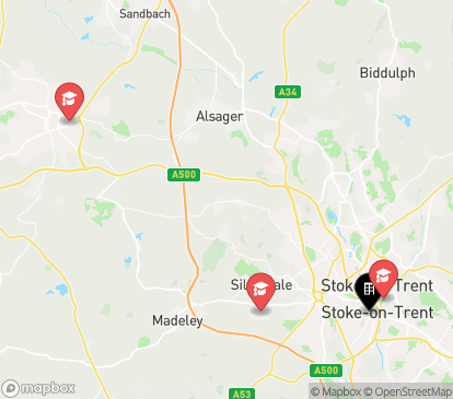 Closest campuses from Stoke Student Village - Kiln House