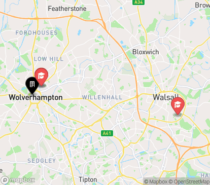 Closest campuses from Student Clubhouse - Wolverhampton