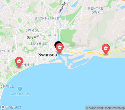 Closest campuses from Crown Place - Swansea