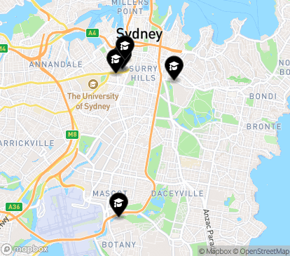 Closest campuses from University of Technology Sydney