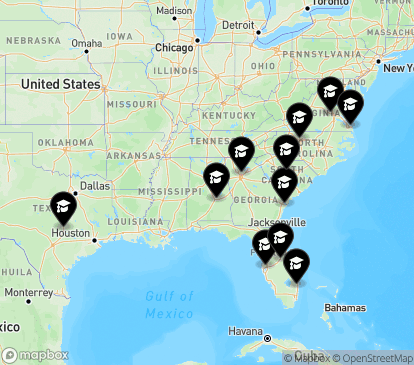 Closest campuses from South University